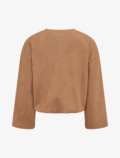 Veste en suédine style bomber coupe oversize - Camel - 2