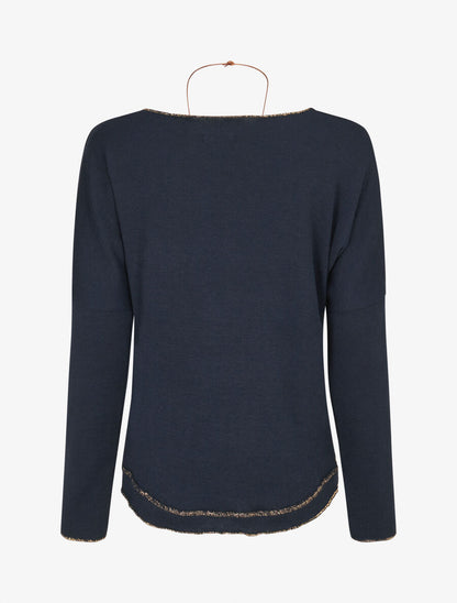 Pull fin à bords irisés - Marine - 2