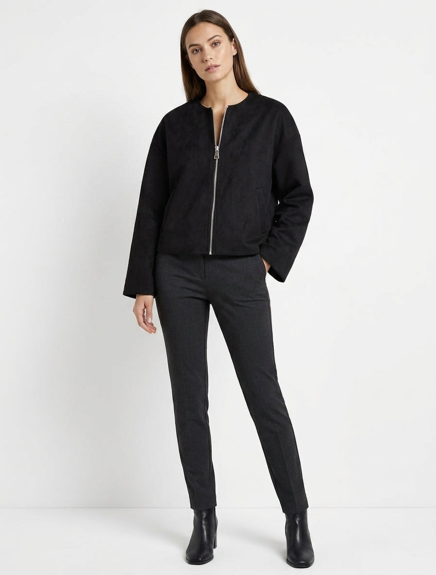 Veste en suédine style bomber coupe oversize - Noir