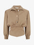 Blouse élastiquée à col à pied - Beige foncé - 1