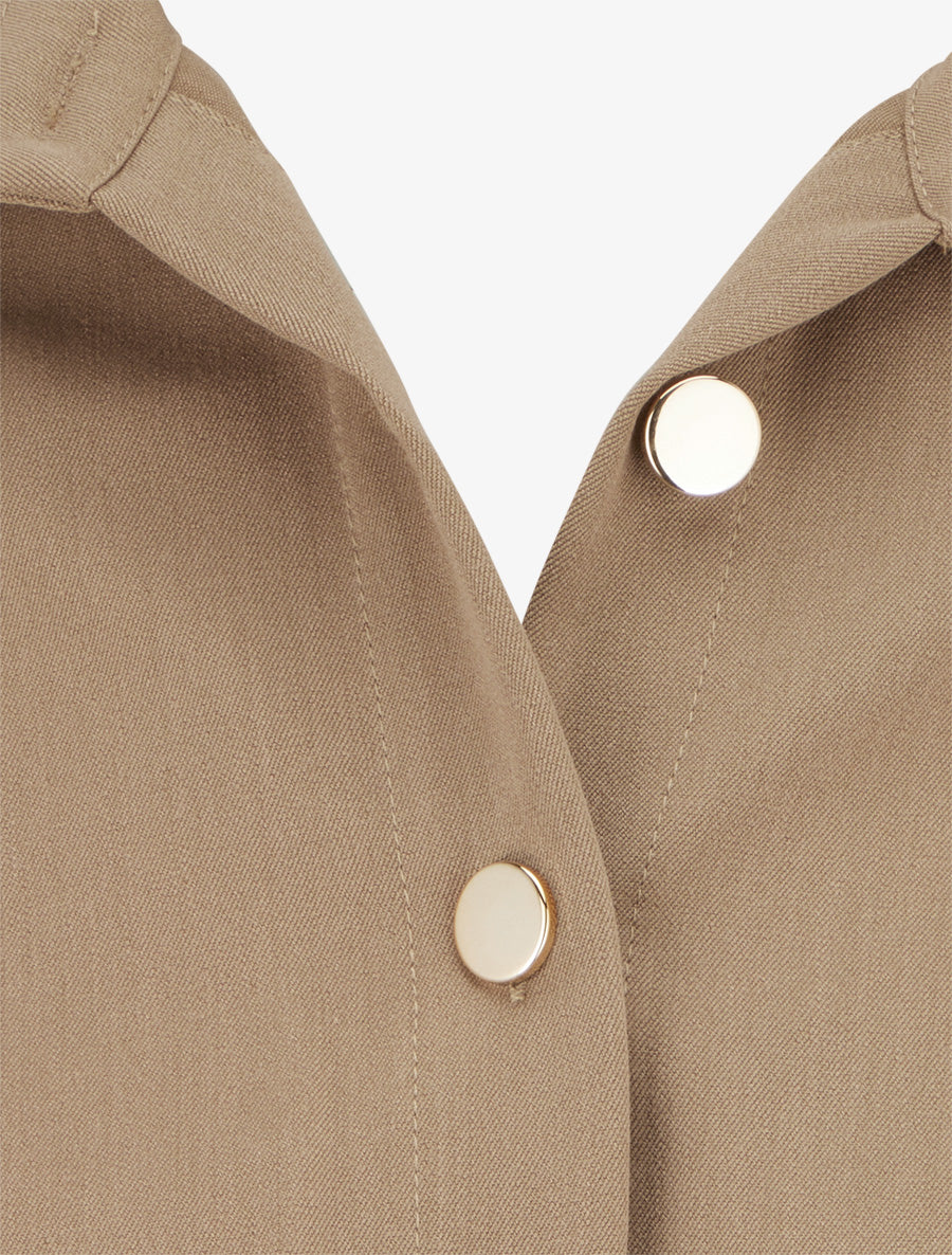 Blouse élastiquée à col à pied - Beige foncé - 3