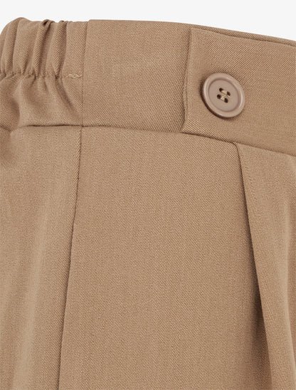 Pantalon uni à taille élastiquée - Camel - 3