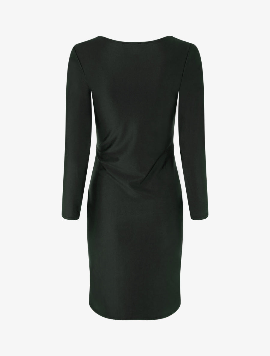 Robe mi-longue à bijou métal - Noir - 2