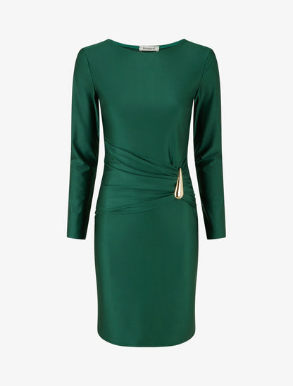 Robe mi-longue à bijou métal - Vert - 1