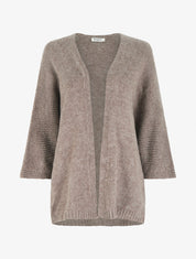Gilet ouvert en maille épaisse à manches chauve-souris - Taupe - 1