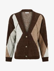 Gilet ample en maille jacquard - Marron - 1