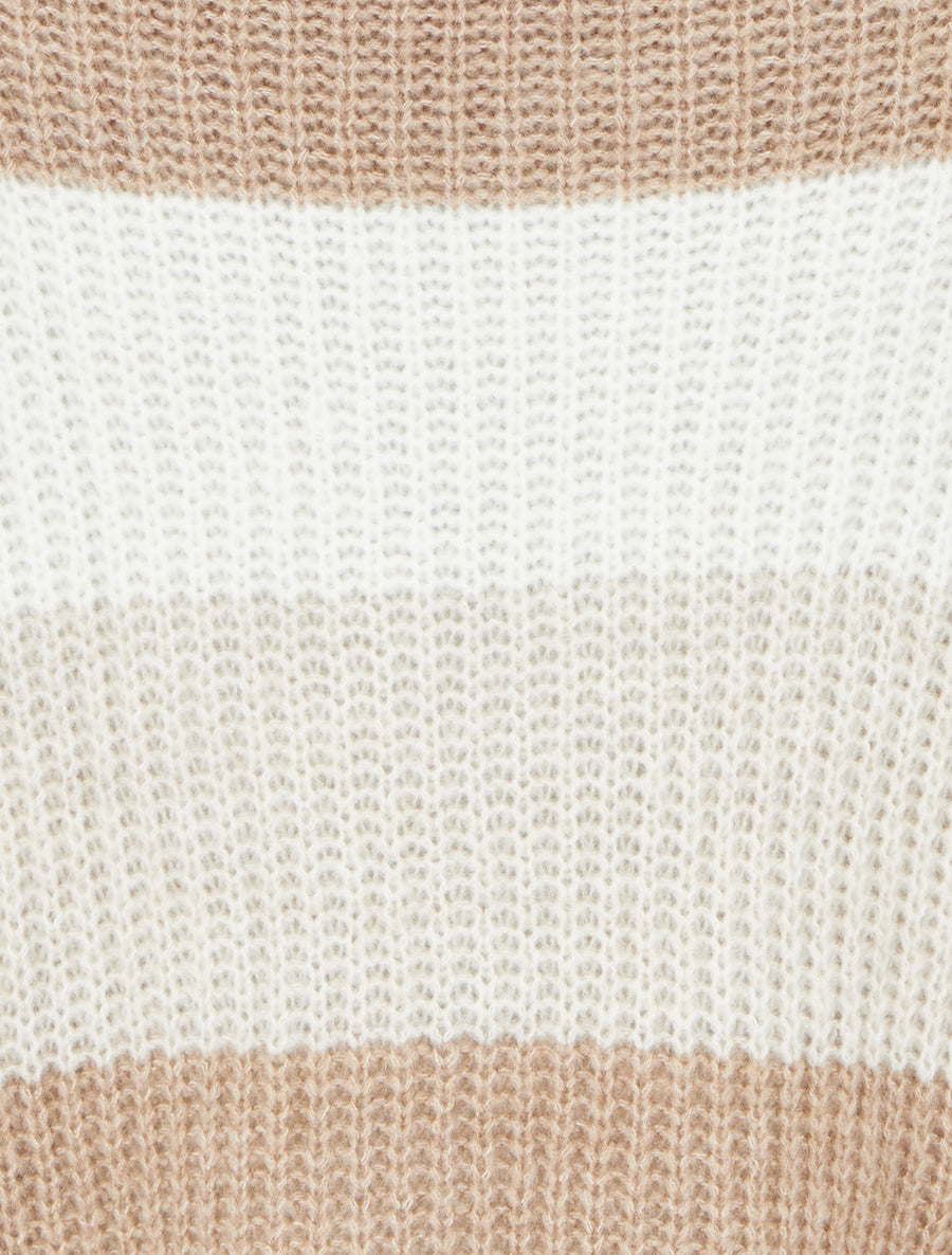 Pull à rayures coupe droite - Beige - 3