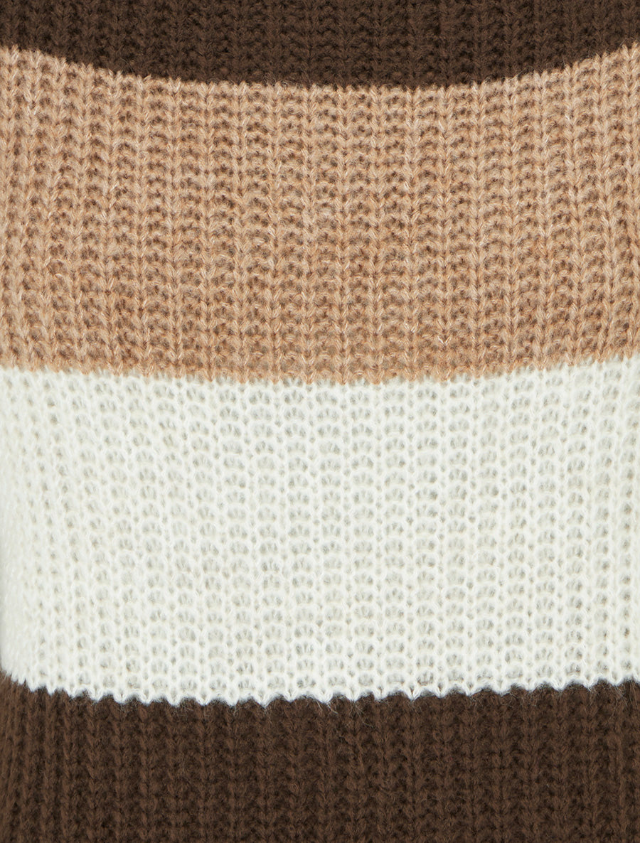 Pull à rayures coupe droite - Marron - 3