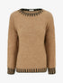 Pull en laine mélangée à bords contrastant - Camel - 1