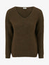 Pull coupe ample en laine mélangée à col V - Marron - 1