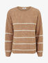 Pull en laine mélangée à col rond et rayures - Camel - 1