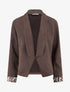Veste suédine poignets à revers imprimé - Marron - 1