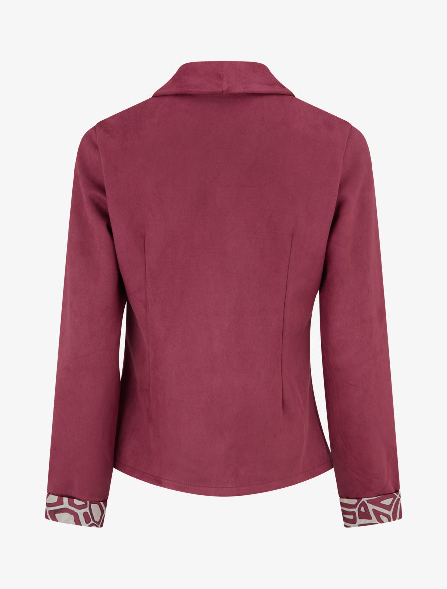 Veste suédine poignets à revers imprimé - Lie de vin - 2