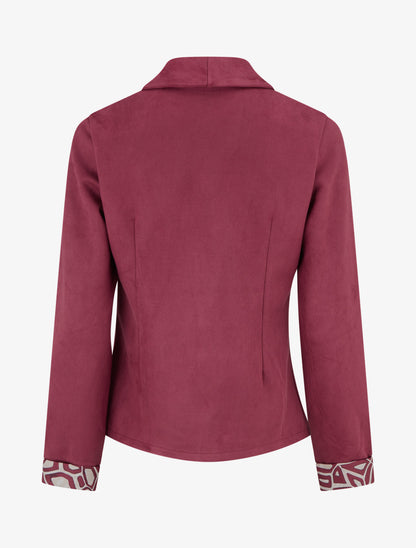 Veste suédine poignets à revers imprimé - Lie de vin - 2