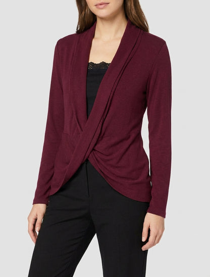 Pull style gilet effet torsader avec doublure à dentelle - Bordeaux/noir