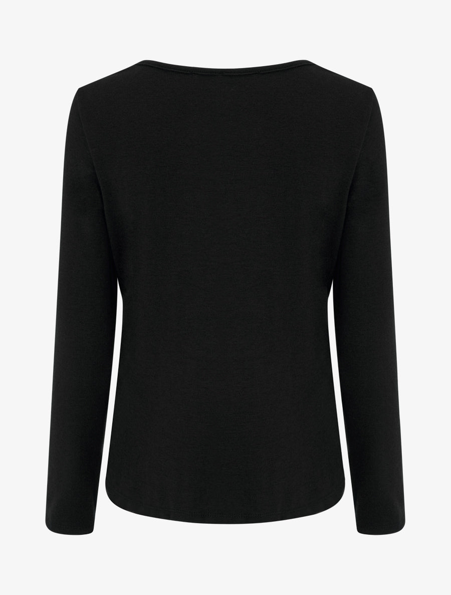 Pull fin à col V en dentelle - Noir - 2