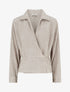 Blouse élastiquée à col cache-coeur - Taupe chiné - 1
