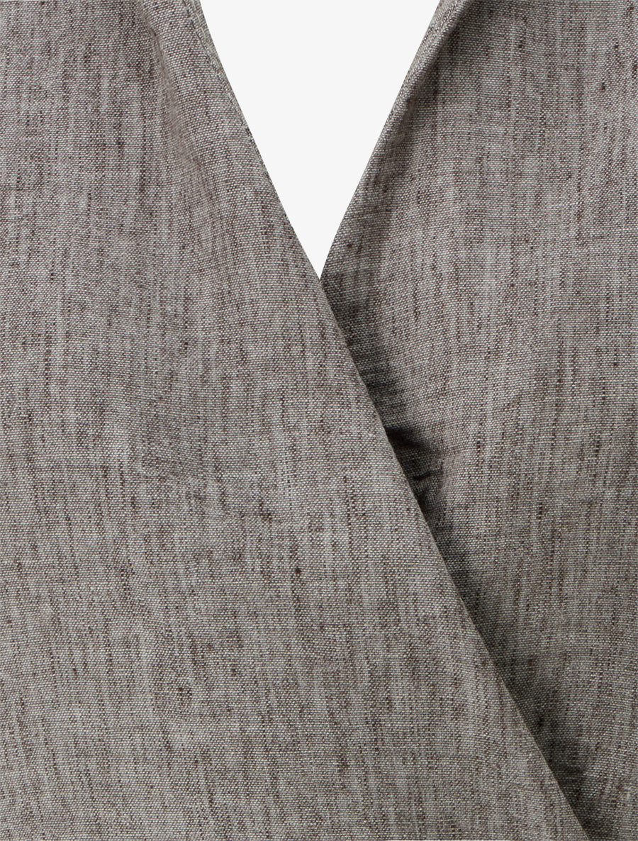Blouse élastiquée à col cache-coeur - Marron chiné - 3