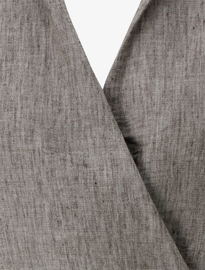Blouse élastiquée à col cache-coeur - Marron chiné - 3