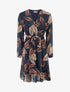 Robe irisée à imprimé feuilles et bords volantés - Bleu nuit - 1