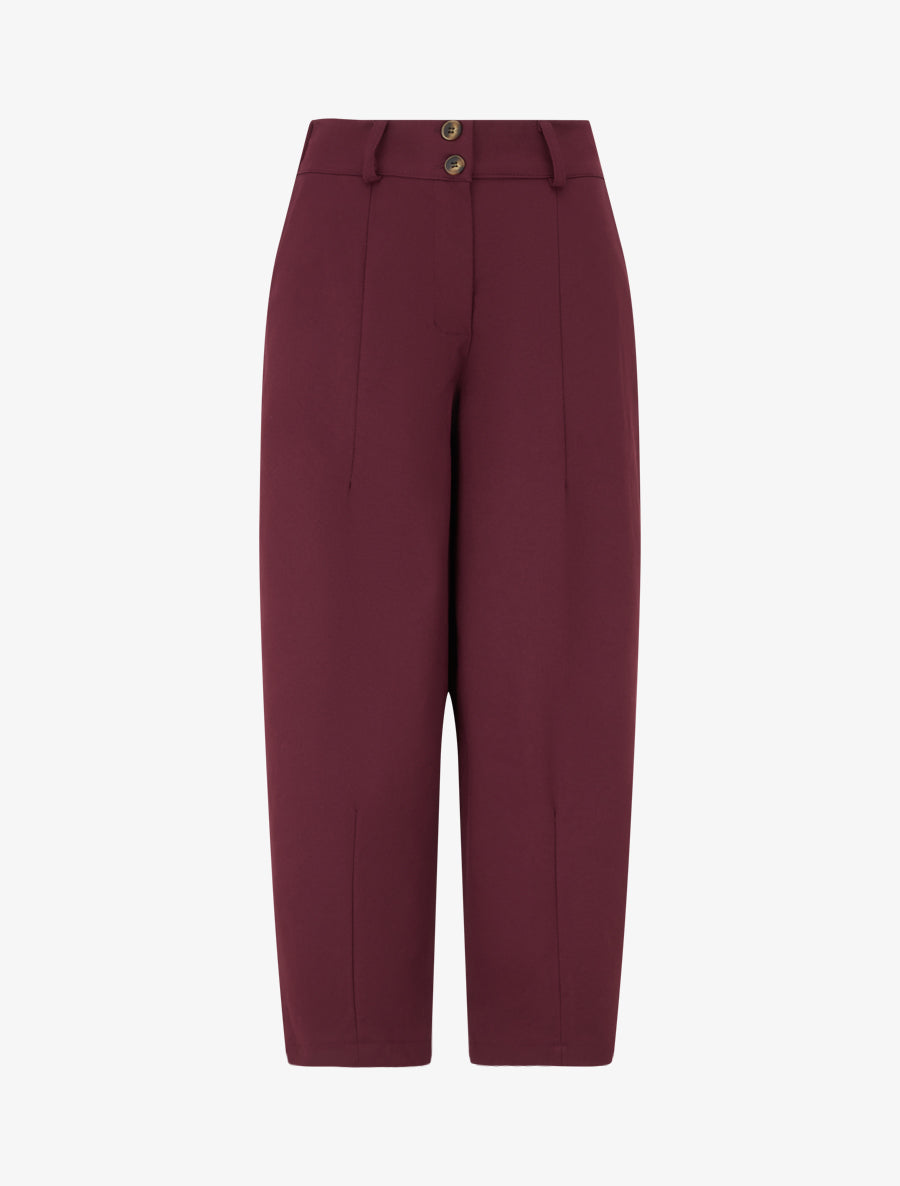Pantalon uni à fermeture boutonnée - Lie de vin - 1