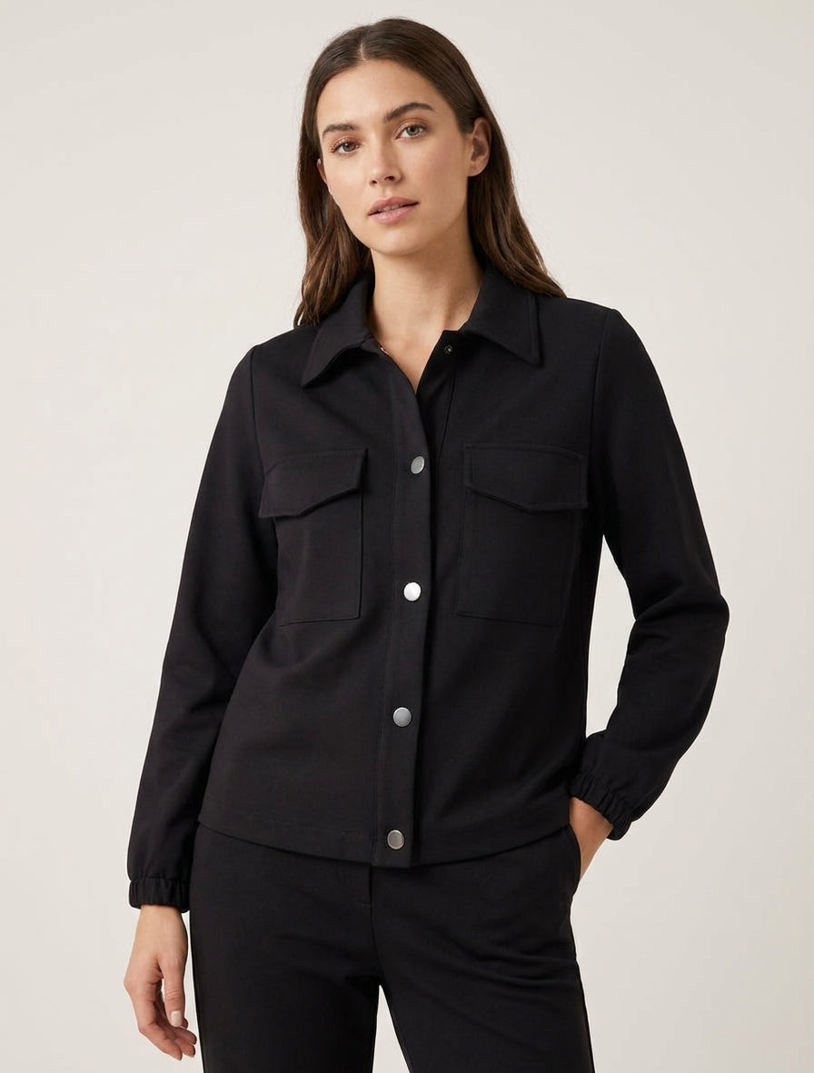 Veste unie à poignets élastiqués - Noir