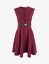 Robe patineuse sans manches à col cache-coeur - Lie de vin - 1