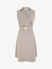 Robe patineuse sans manches à ceinture bijou - Taupe - 1