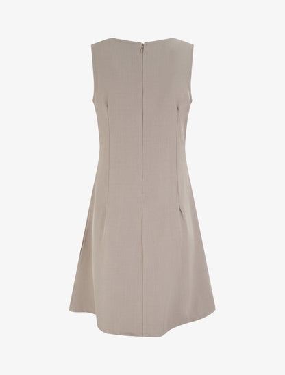 Robe sans manches à empiècement bijou - Taupe - 2