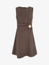Robe sans manches à empiècement bijou - Marron - 1