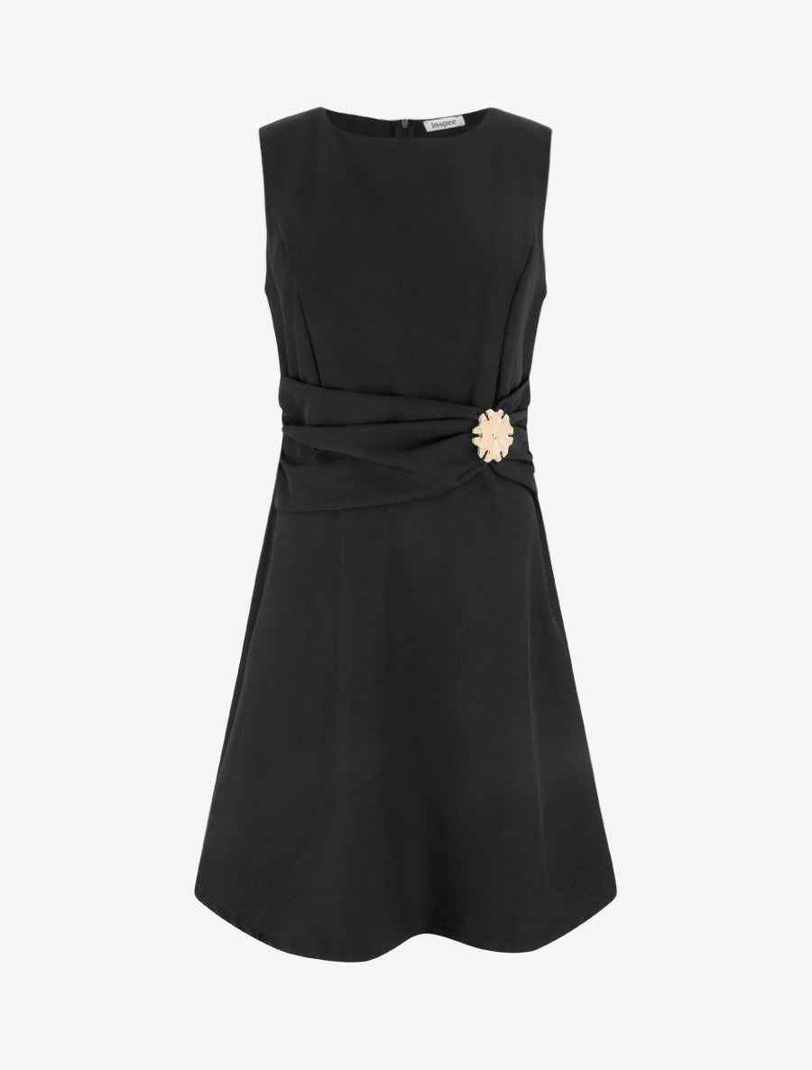 Robe sans manches à empiècement bijou - Noir - 1