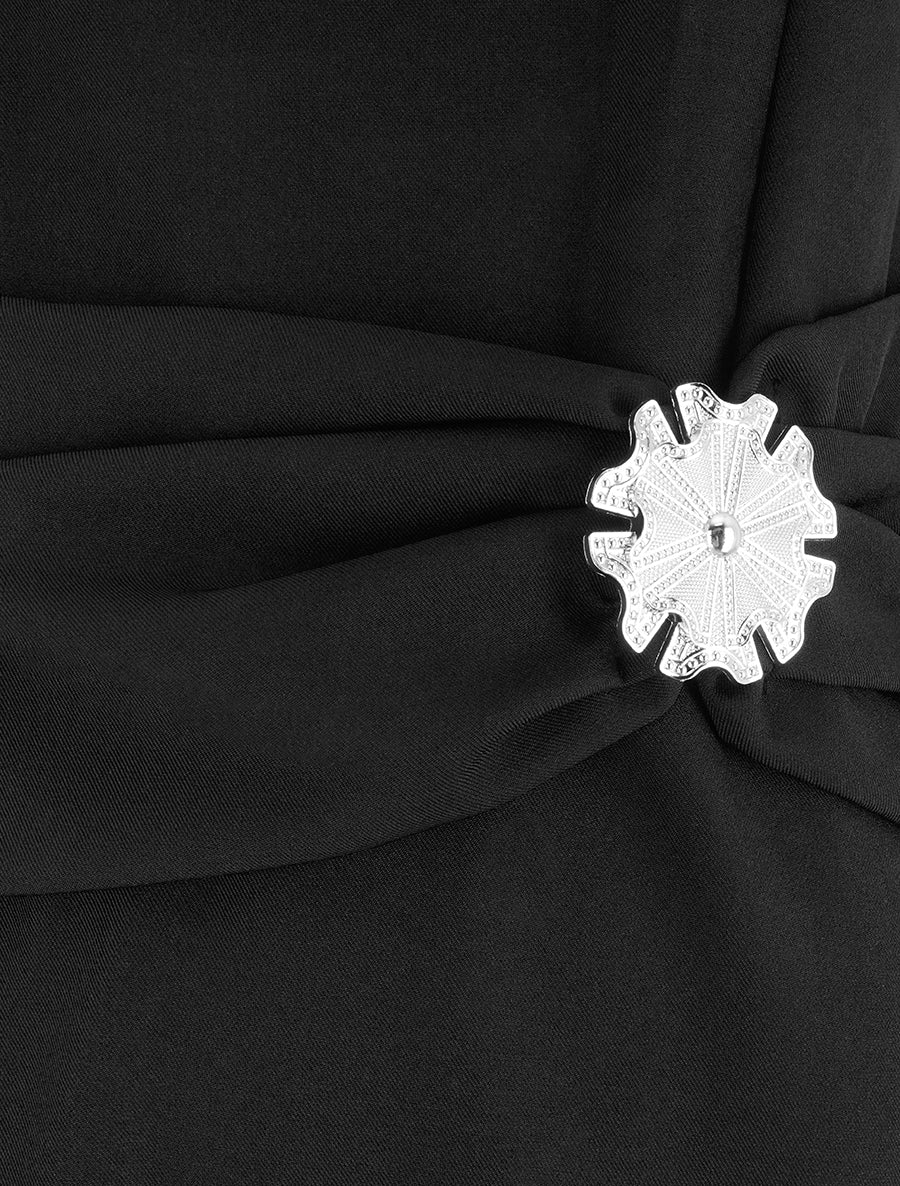 Robe sans manches à empiècement bijou - Noir - 3