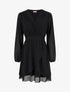 Robe unie style portefeuille à manches longues - Noir - 1