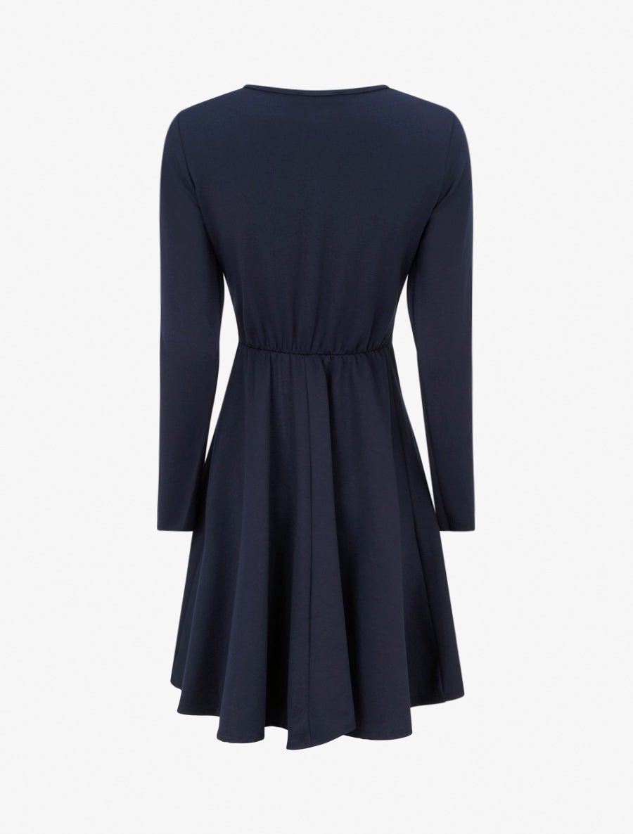 Robe patineuse à taille effet croisé - Marine - 2