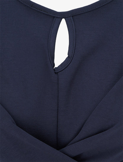 Robe patineuse à taille effet croisé - Marine - 3
