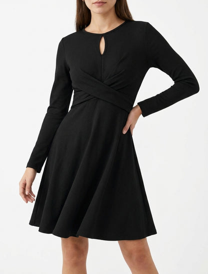 Robe patineuse à taille effet croisé - Noir