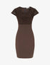 Robe moulante à buste en dentelle et manches courtes - Marron - 1