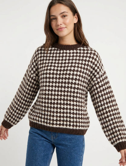 Pull ample en mohair mélangé à motif style écaille - Marron