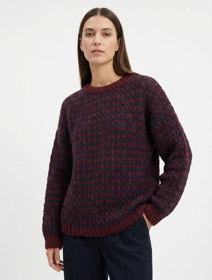 Pull ample en mohair mélangé à motif style écaille - Lie de vin