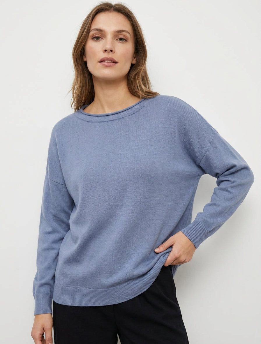 Pull ample basique à col rond - Bleu clair