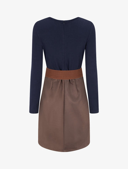 Robe droite bicolore - Marine - 2