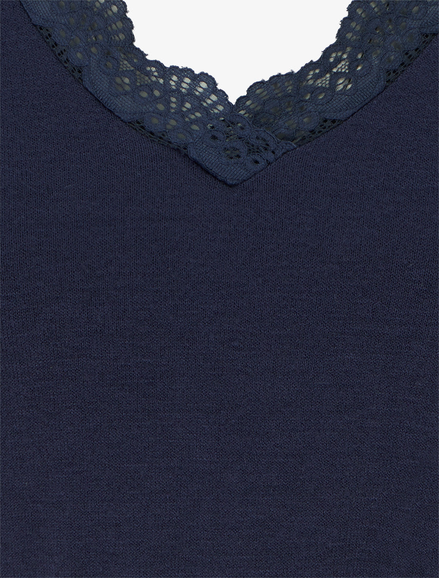 Robe droite bicolore - Marine - 3