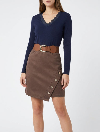 Robe droite bicolore - Marine