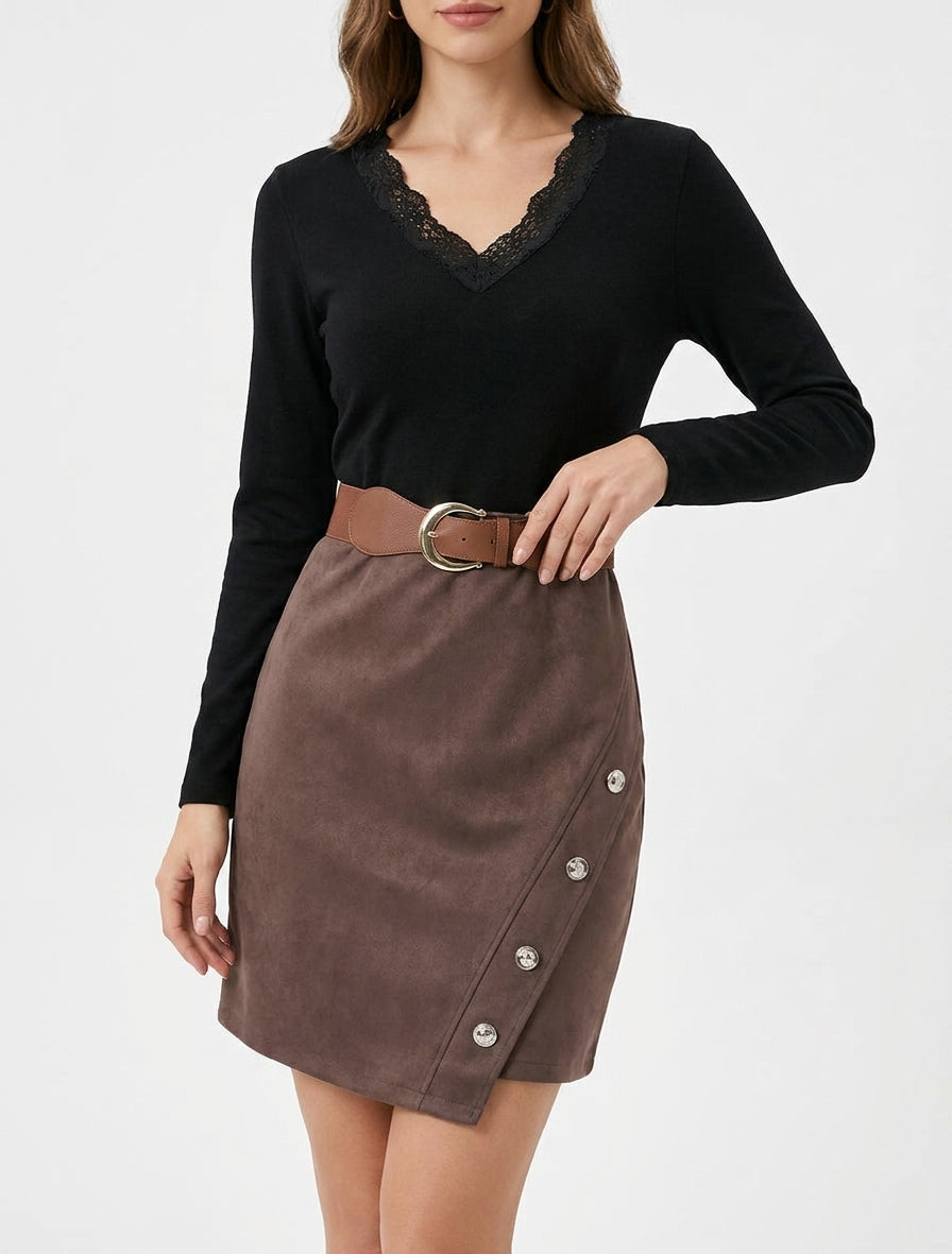 Robe droite bicolore - Noir