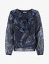 Top droit col volanté et imprimé floral léopard - Marine - 1
