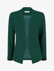 Veste droite unie à épaulettes - Vert foncé - 1