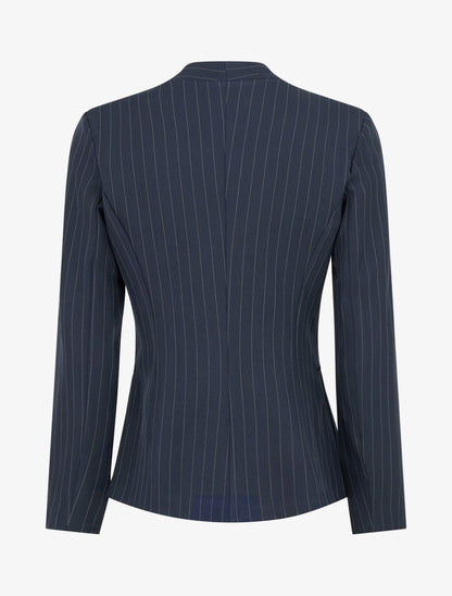 Blazer rayé à col droit - Marine - 2