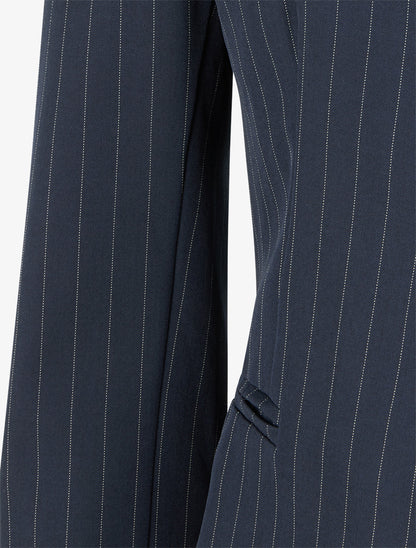 Blazer rayé à col droit - Marine - 3