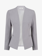 Blazer rayé à col droit - Gris - 1