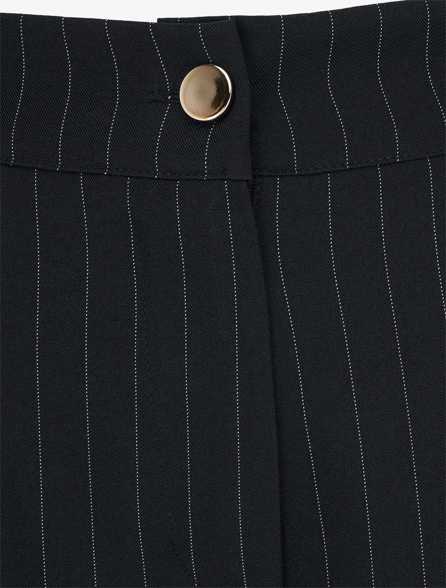 Pantalon rayé à taille élastiquée - Noir - 3